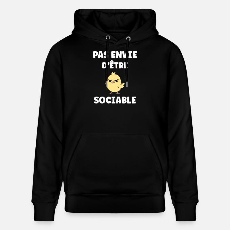 Pas envie d'être sociable - Sweat à capuche bio CRUISER Stanley/Stella Unisexe - noir