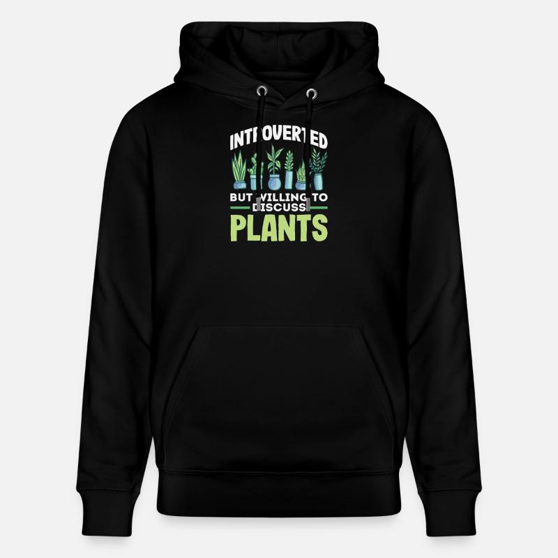 Introvertiert Diskutiere Pflanzen - Stanley/Stella Unisex Bio-Hoodie CRUISER  - Schwarz