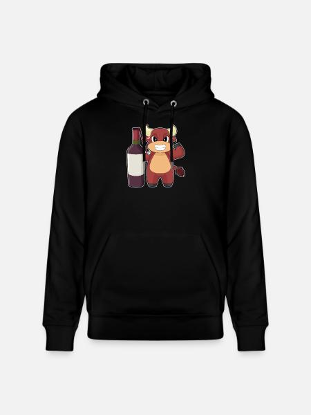 Taurus Bottle of Red Wine - Stanley/Stella CRUISER Unisex Organic Hoodie - black