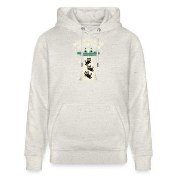 Funny Cat Alien Abduction  - Stanley/Stella CRUISER Unisex Organic Hoodie - heather oatmeal - Front - Alina (178cm) & Michal (187cm)
