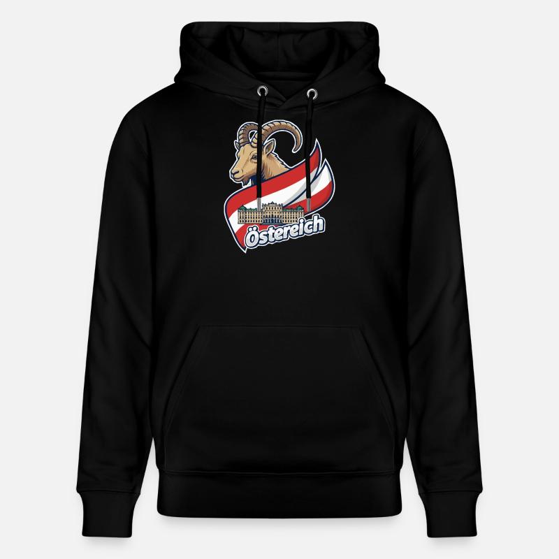 Bouquetin avec drapeau autrichien - Sweat à capuche bio CRUISER Stanley/Stella Unisexe - noir