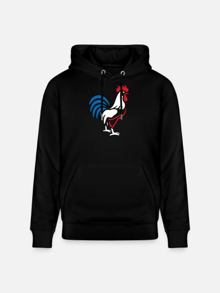 Vibrant blue red rooster - Stanley/Stella CRUISER Unisex Organic Hoodie - black