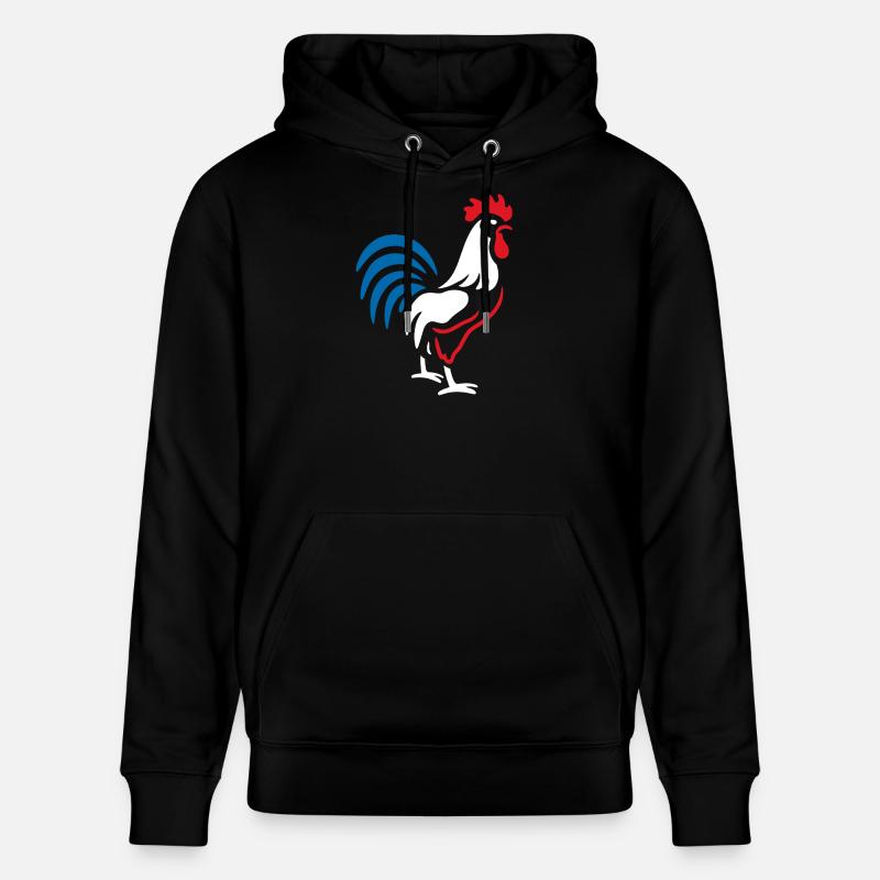 Coq vibrant bleu rouge - Sweat à capuche bio CRUISER Stanley/Stella Unisexe - noir