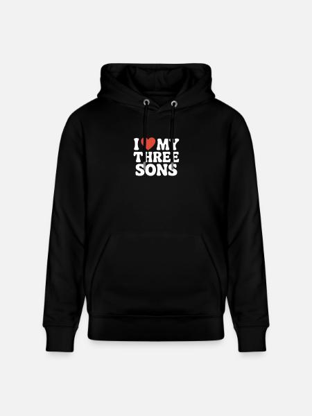 I love my three sons - Stanley/Stella CRUISER Unisex Organic Hoodie - black