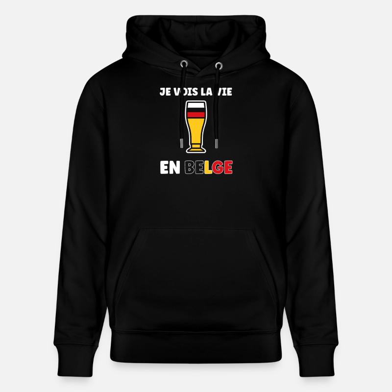 La Vie Belge Verre Bière Stylisé - Sweat à capuche bio CRUISER Stanley/Stella Unisexe - noir