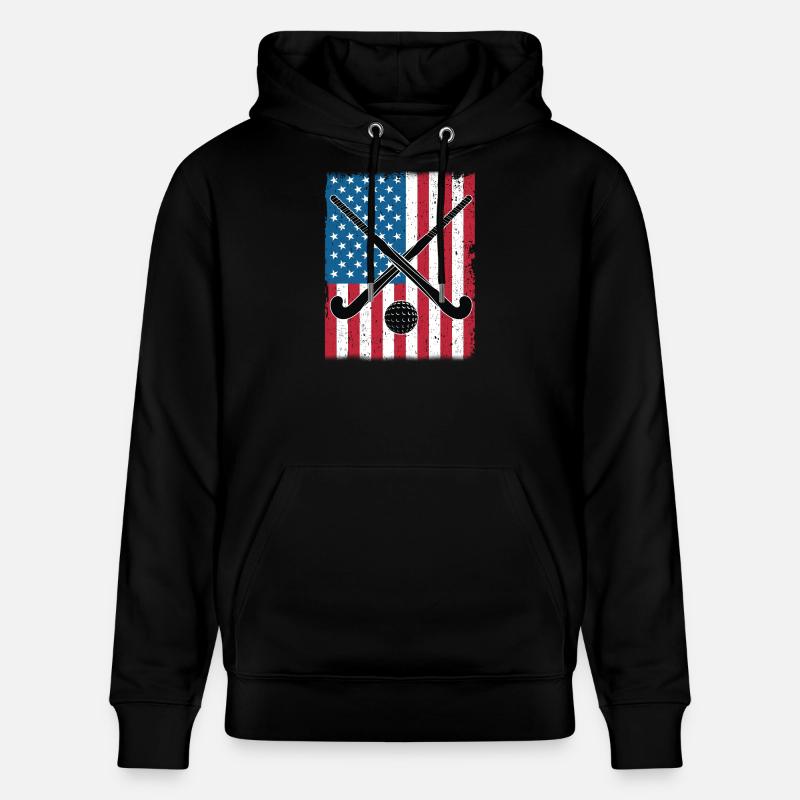 Drapeau USA de hockey sur gazon - Sweat à capuche bio CRUISER Stanley/Stella Unisexe - noir