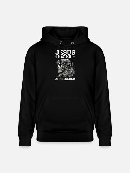 Jesus Never Gave Up Christian Church - Stanley/Stella CRUISER Unisex Organic Hoodie - black