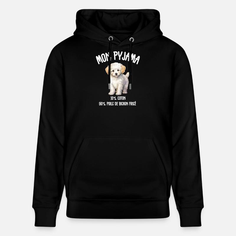 Pyjama Drôle Chien Bichon - Sweat à capuche bio CRUISER Stanley/Stella Unisexe - noir