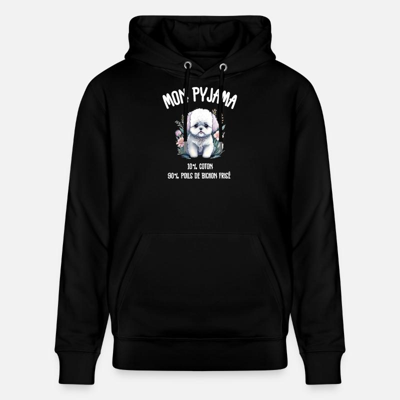 Pyjama Drôle Chien Bichon - Sweat à capuche bio CRUISER Stanley/Stella Unisexe - noir