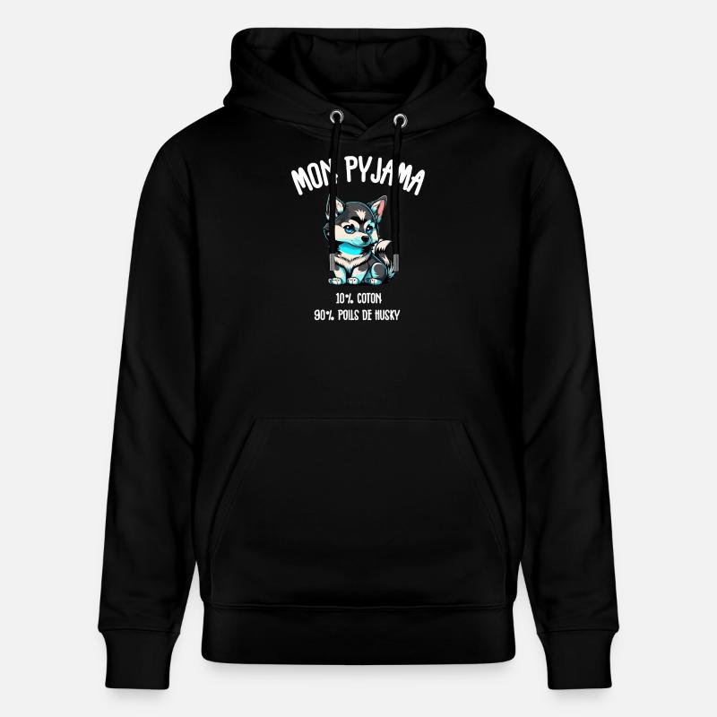 Pyjama Drôle Chien Husky - Sweat à capuche bio CRUISER Stanley/Stella Unisexe - noir