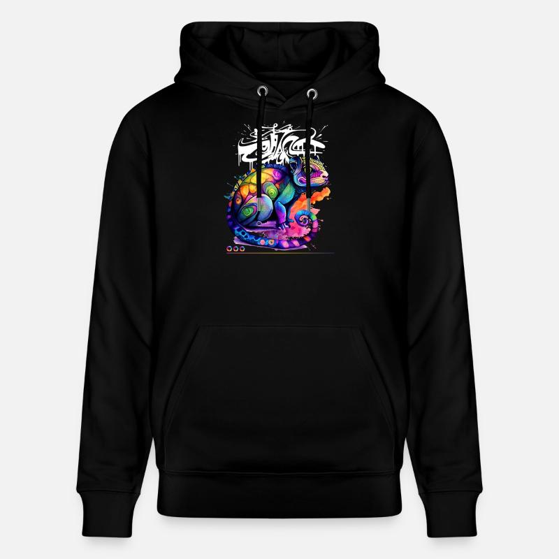 Farbenfroher Chamäleon Graffiti - Stanley/Stella Unisex Bio-Hoodie CRUISER - Schwarz