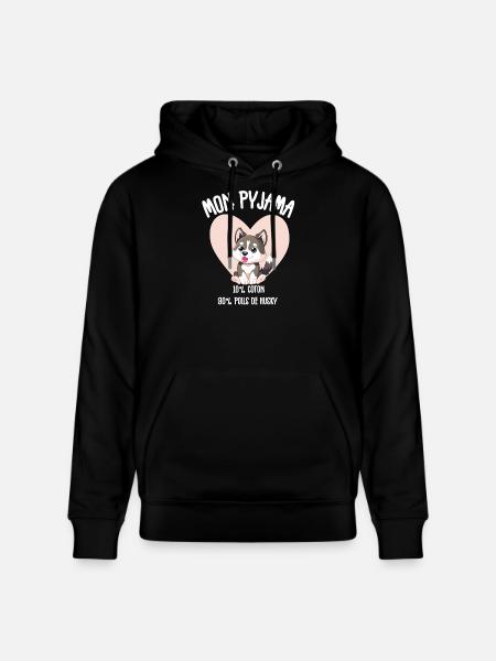 Funny Husky Dog Pajamas - Stanley/Stella CRUISER Unisex Organic Hoodie - black