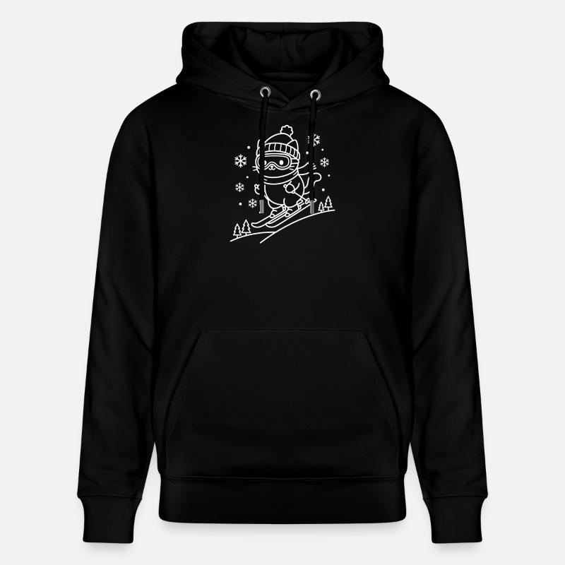 Skiing Kawaii Cat - Sweat à capuche bio CRUISER Stanley/Stella Unisexe - noir