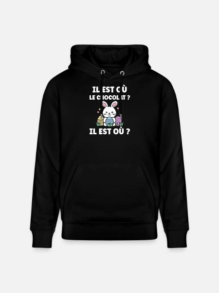 Where is the chocolate - Stanley/Stella CRUISER Unisex Organic Hoodie - black
