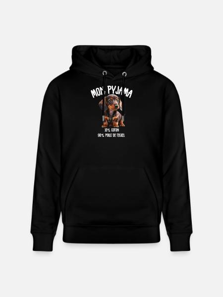Pyjama Chien Teckel Drôle  - Sweat à capuche bio CRUISER Stanley/Stella Unisexe - noir
