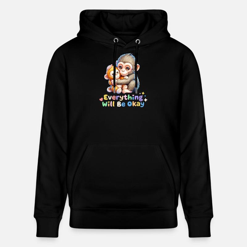 Alles wird gut, Affen-Duo - Stanley/Stella Unisex Bio-Hoodie CRUISER  - Schwarz