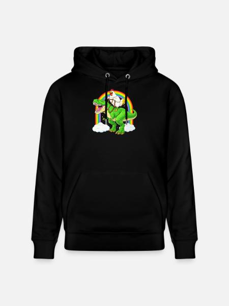 Chicken Riding T-Rex Dinosaur Rainbow - Stanley/Stella CRUISER Unisex Organic Hoodie - black
