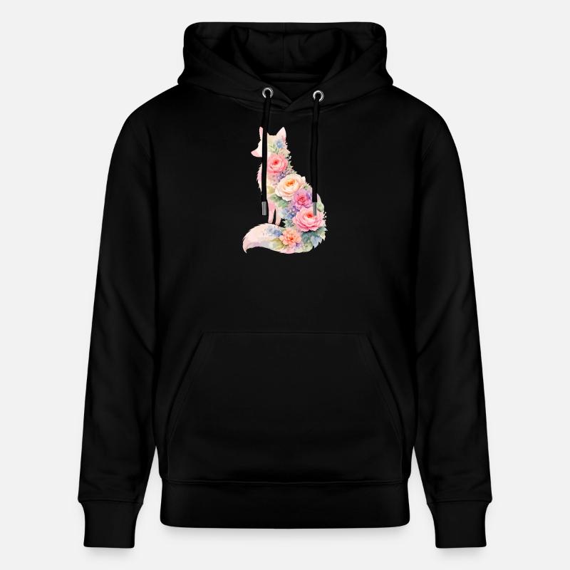 Silhouette florale pastel Fox - Sweat à capuche bio CRUISER Stanley/Stella Unisexe - noir