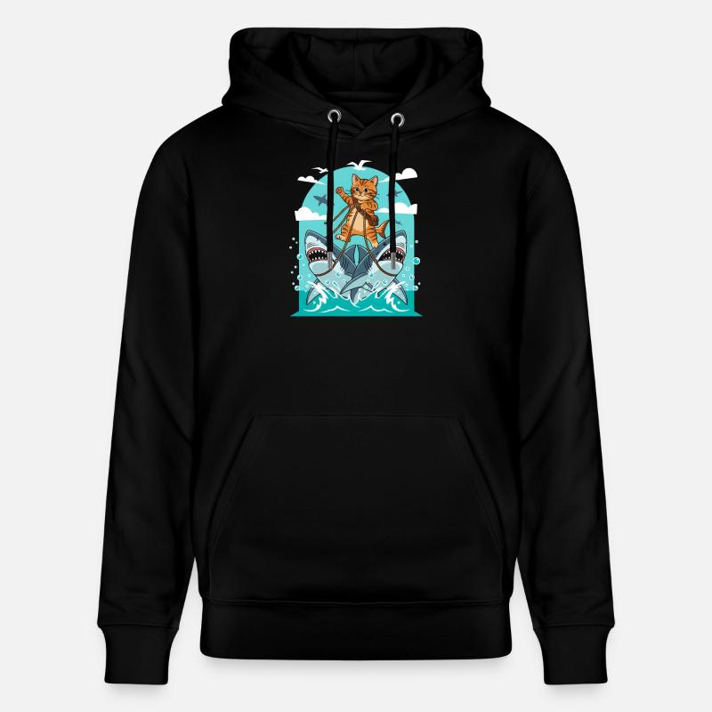 Chatons sur des aventures de requins - Sweat à capuche bio CRUISER Stanley/Stella Unisexe - noir