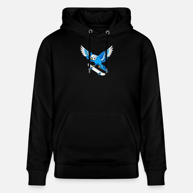 Perroquet bleu sur skateboard - Sweat à capuche bio CRUISER Stanley/Stella Unisexe - noir