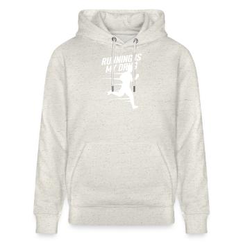 Marathon Runner Is My Drug Running Gift - Stanley/Stella Unisex Bio-Hoodie CRUISER  - Beige meliert - Vorne - Alina (178cm) & Michal (187cm)