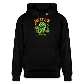 Six Seven 67 Zombie Horror Humor Italian Brainrot - Stanley/Stella CRUISER Unisex Organic Hoodie - black - Front - Alina (178cm) & Michal (187cm)