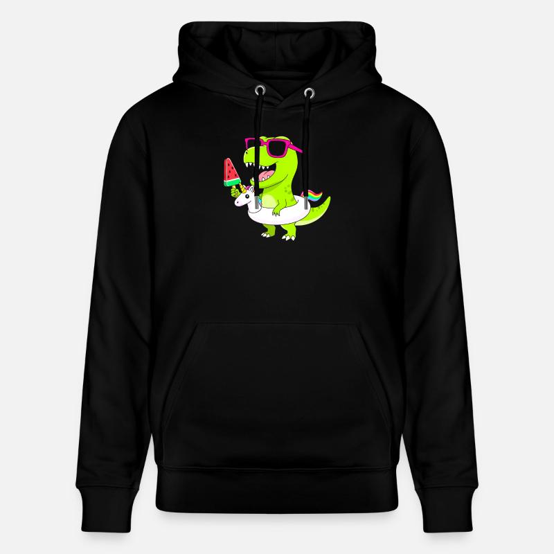 Neon-Dino mit Eis und Einhorn - Stanley/Stella Unisex Bio-Hoodie CRUISER  - Schwarz