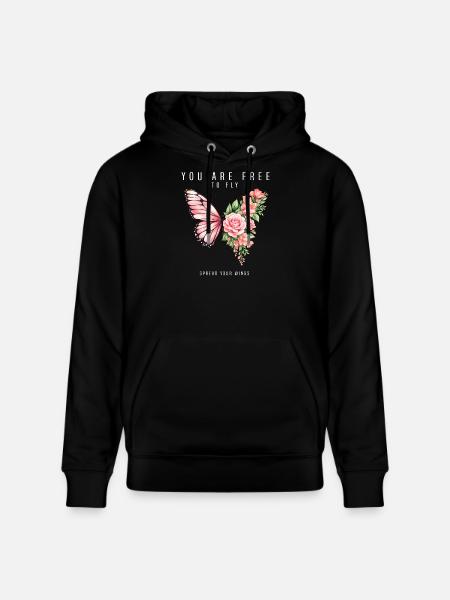 Inspiring butterfly fan graphic - Stanley/Stella CRUISER Unisex Organic Hoodie - black