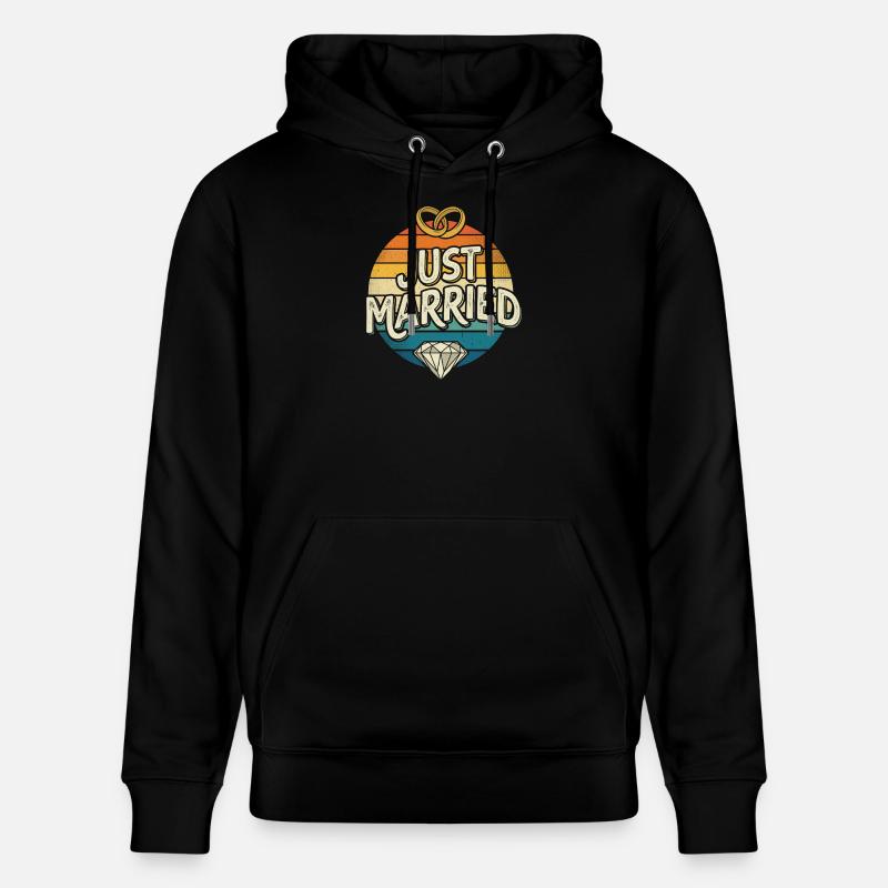 Just Married Retro Regenbogen - Stanley/Stella Unisex Bio-Hoodie CRUISER - Schwarz