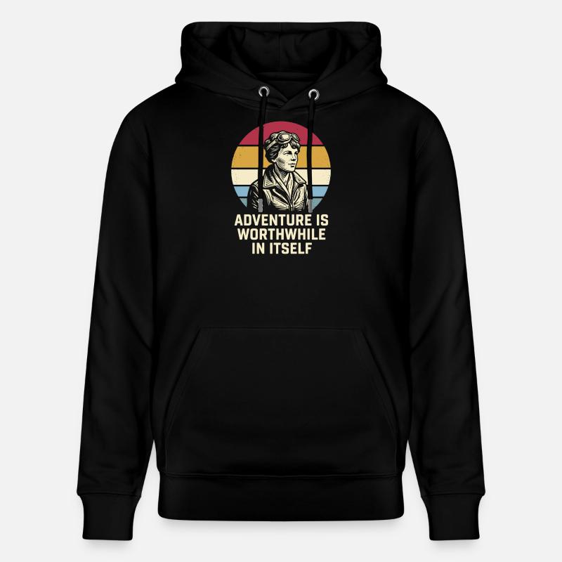 Amelia Earhart L'avventura vale la pena - Felpa con cappuccio ecologica unisex CRUISER di Stanley/Stella - nero