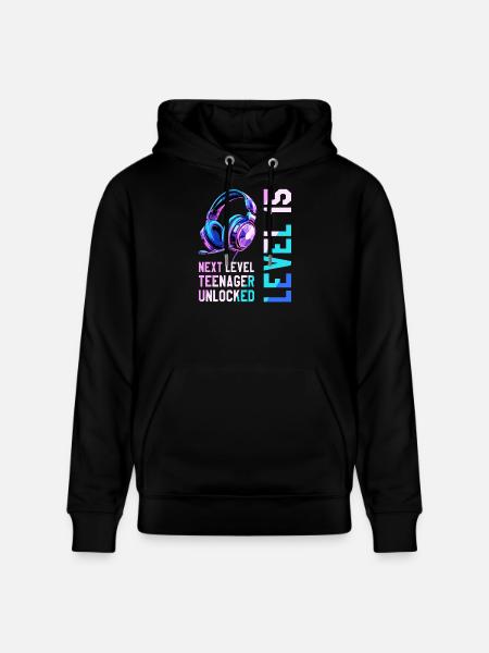 15º cumpleaños Chico Chica Adolescente Nivel 15 - Sudadera con capucha ecológica unisex CRUISER de Stanley/Stella - negro