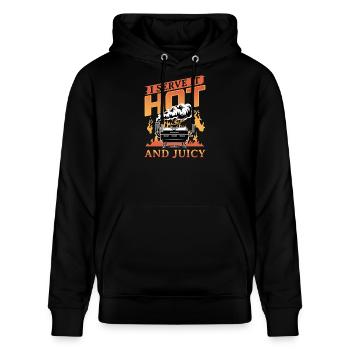 BBQ Grilling Meat Smoking Barbecue - Stanley/Stella CRUISER Unisex Organic Hoodie - black - Front - Alina (178cm) & Michal (187cm)