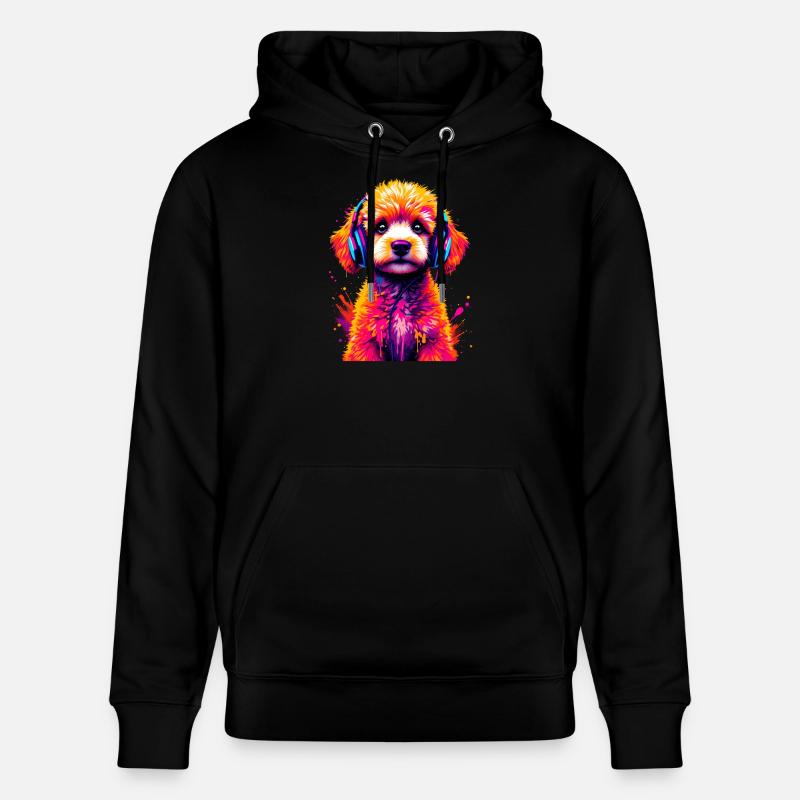 Pudel mit Kopfhörern - Stanley/Stella Unisex Bio-Hoodie CRUISER - Schwarz