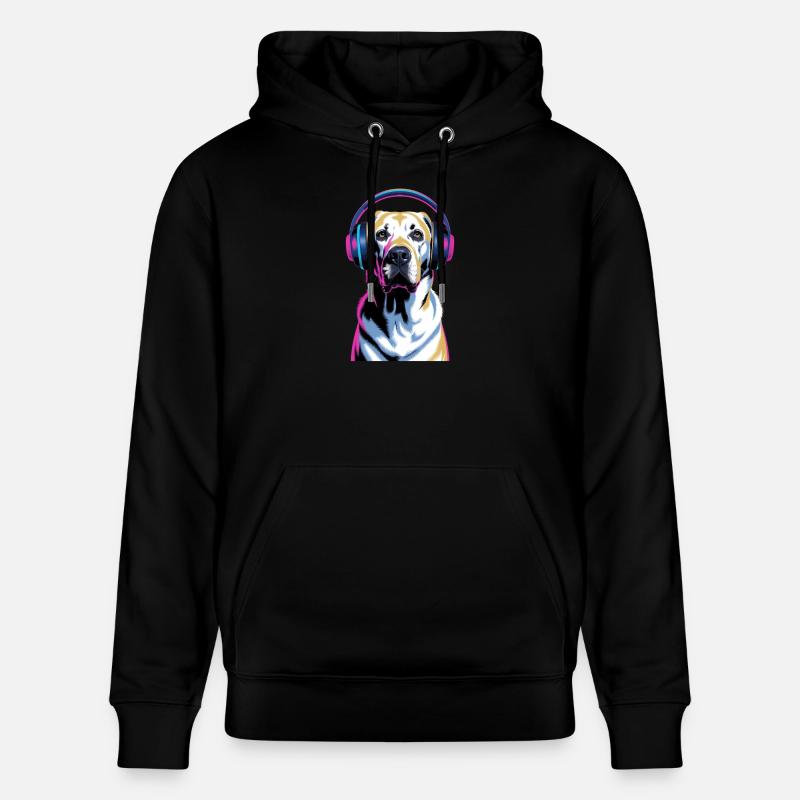 Labrador mit Kopfhörern - Stanley/Stella Unisex Bio-Hoodie CRUISER - Schwarz