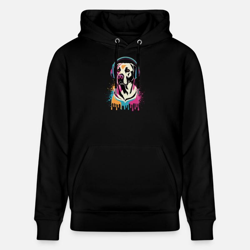 Labrador avec casque - Sweat à capuche bio CRUISER Stanley/Stella Unisexe - noir