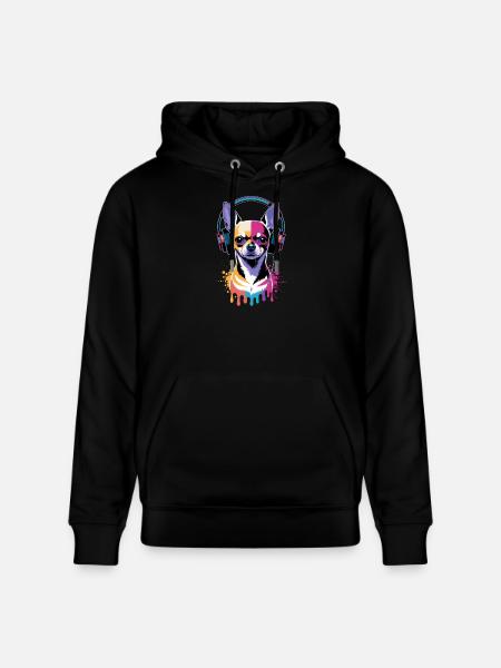 Chihuahua mit Kopfhörer - Stanley/Stella Unisex Bio-Hoodie CRUISER  - Schwarz
