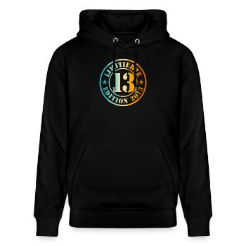 13. Geburtstag - Stanley/Stella Unisex Bio-Hoodie CRUISER  - Schwarz - Vorne - Alina (178cm) & Michal (187cm)