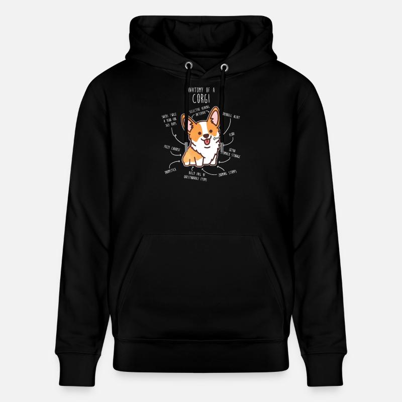 Anatomie du chien corgi - Sweat à capuche bio CRUISER Stanley/Stella Unisexe - noir