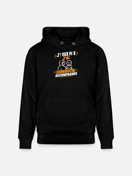 Conduite Accompagnée — Humour Auto - Sweat à capuche bio CRUISER Stanley/Stella Unisexe - noir