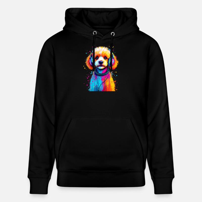 Pudel Welpe mit Kopfhörer - Stanley/Stella Unisex Bio-Hoodie CRUISER  - Schwarz