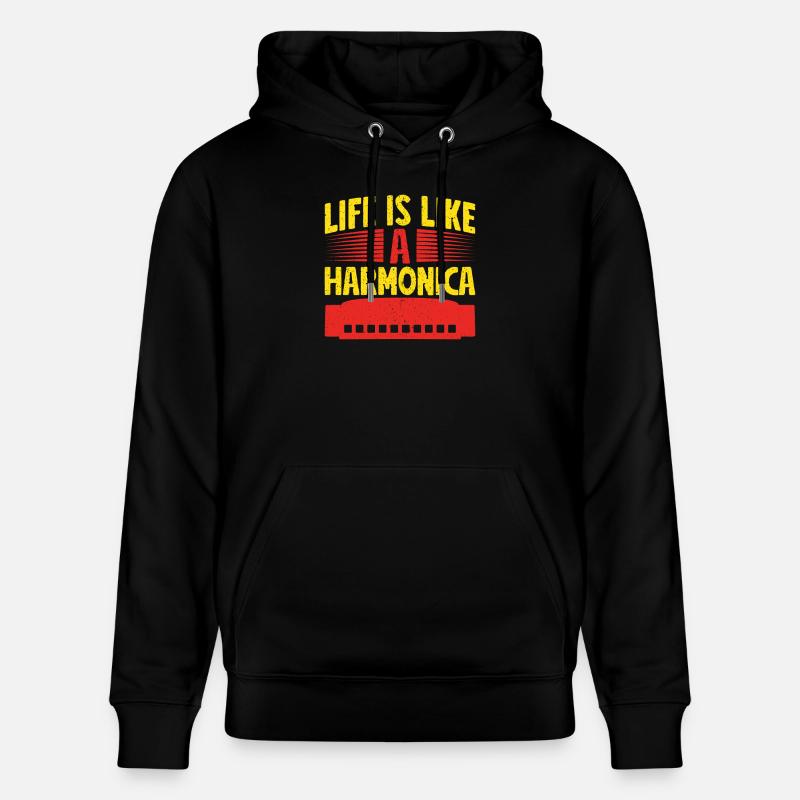 Funny Harmonica Player Life Is Like A Harmonica - Stanley/Stella Unisex Bio-Hoodie CRUISER  - Schwarz