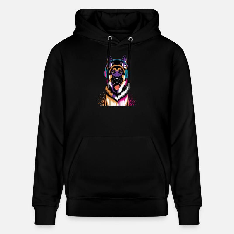 Berger allemand avec casque - Sweat à capuche bio CRUISER Stanley/Stella Unisexe - noir