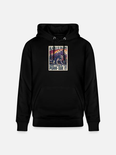 Alaska Is Calling Cat Holiday Pun - Stanley/Stella CRUISER Unisex Organic Hoodie - black