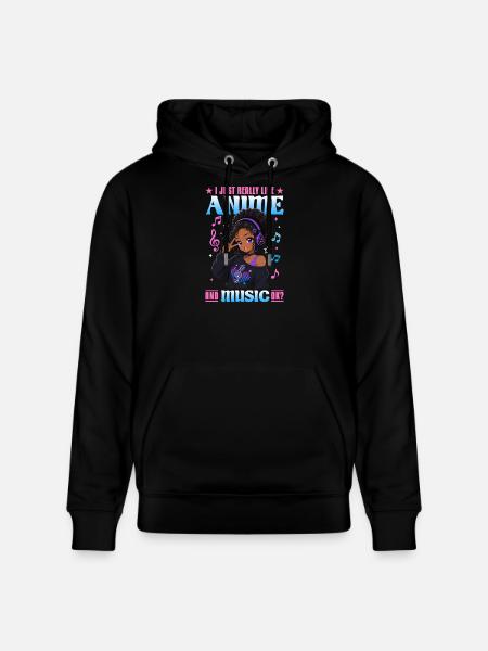 Anime and Music Chibi Black Girl - Stanley/Stella CRUISER Unisex Organic Hoodie - black