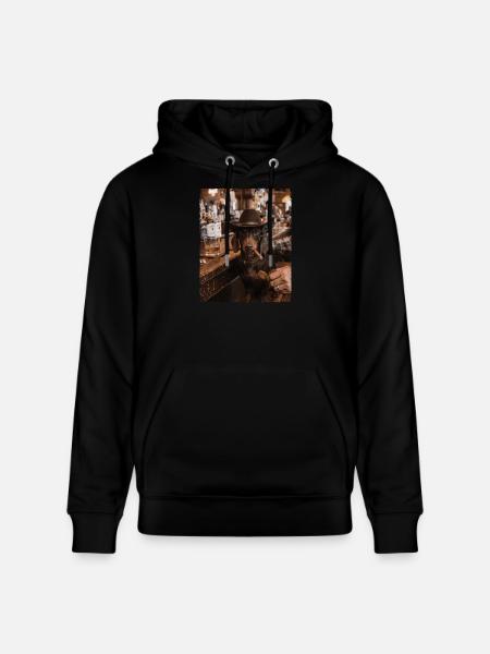 Cowboy Dog Cigar Bar Dachshund - Stanley/Stella CRUISER Unisex Organic Hoodie - black