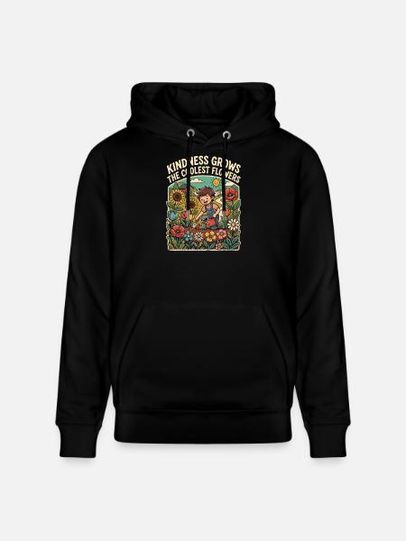 Kindness makes the coolest flowers grow - Stanley/Stella CRUISER Unisex Organic Hoodie - black
