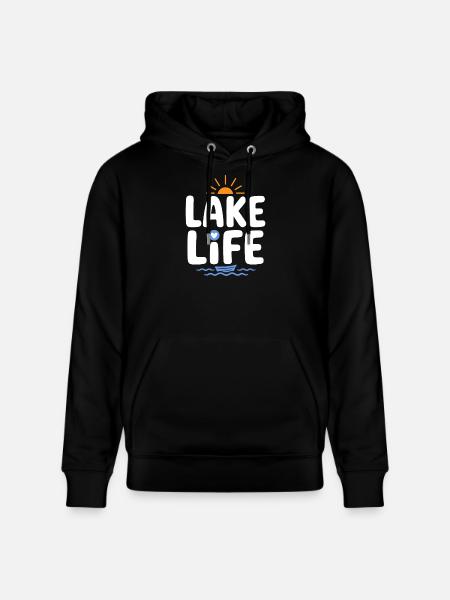 Lake Life Sunrise Badge - Stanley/Stella CRUISER Unisex Organic Hoodie - black