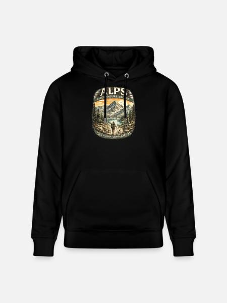 Alps Adventure Patch Mountains - Stanley/Stella CRUISER Unisex Organic Hoodie - black