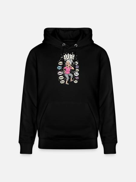 Ouch Granny Comicburst - Stanley/Stella CRUISER Unisex Organic Hoodie - black