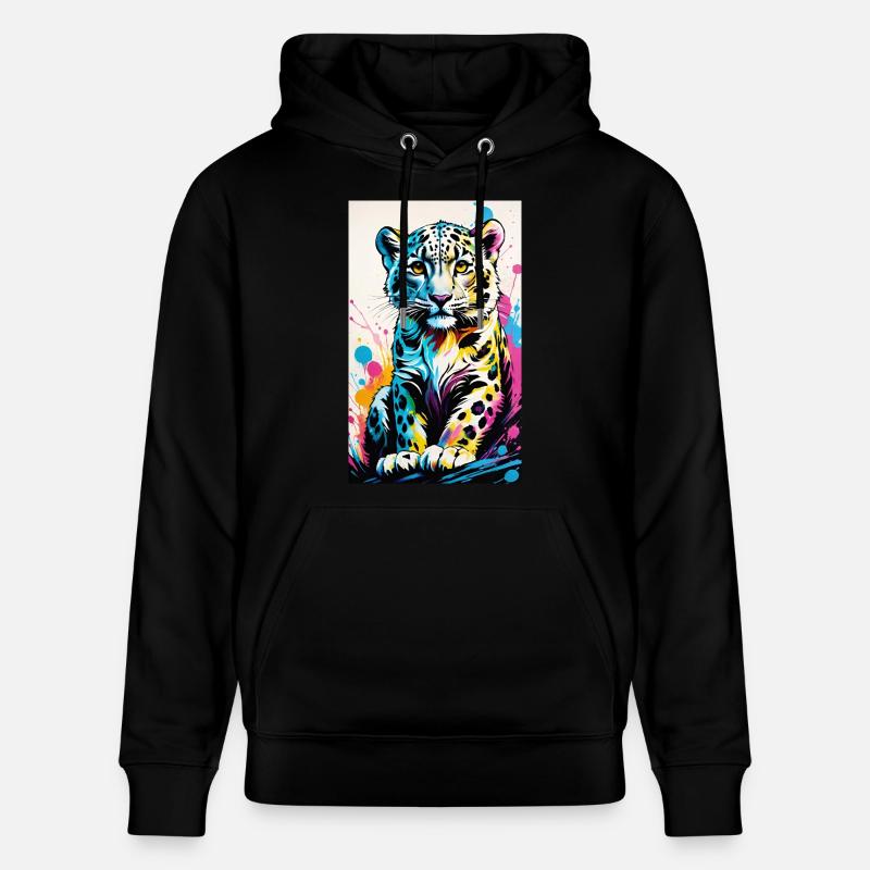 Schneeleopard | Leopard | Raubtier - Stanley/Stella Unisex Bio-Hoodie CRUISER  - Schwarz